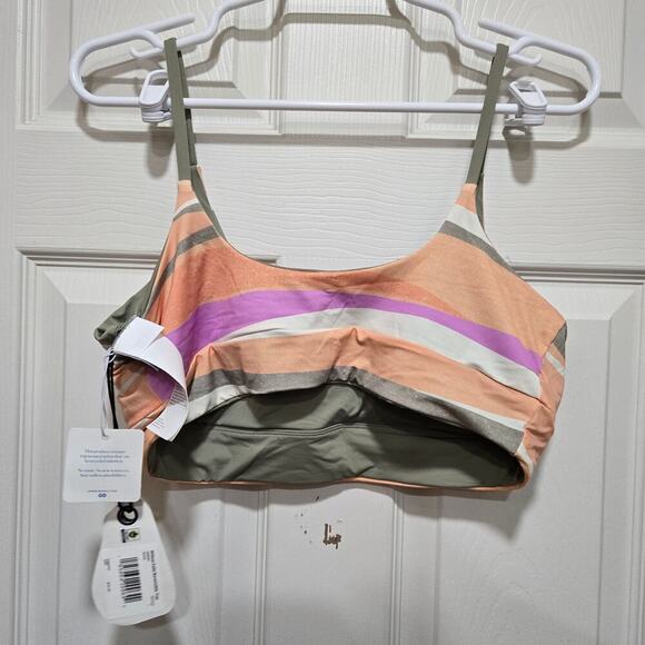 prAna Willow Falls Reversible Bikini Top Orange Green Size L - Picture 4 of 6